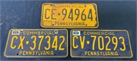 lot of 3 PA Commercial License Plates