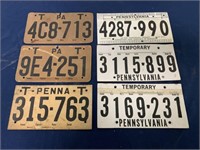 lot of 6 Cardboard Temporary License Plates
