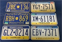 lot of 6 PA License Plates,Car,Trailer,Truck
