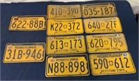 lot of 10 PA License Plates