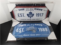 (2) New Sealed Hockey/Basketball Kids Cave Signs