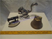 BRASS BELL, NUT CRACKER & IRON