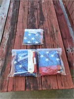 3 U.S. American flags, 1 cotton & 2 polyester