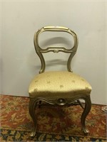 Pewter Gold Finish Dining Chair with Silk Fabric