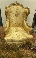Cherry Wood Frame Chair with Silk Fabric