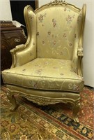 Gold Finish Frame Chair w/ Silk Embroidered Fabric