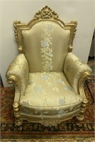 Gold Finish Frame Chair w/ Silk Embroidered Fabric