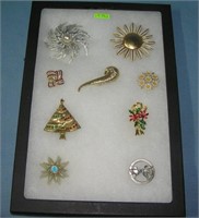 Collection of quality costume jewelry pins