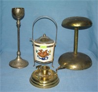 Group of 4 brass and silver plated items