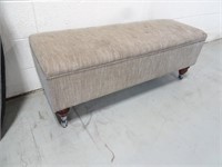Upholstered Footstool on Wheels with Storage -