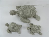 Set of 3 Ceramic Turtles - Large one has broken