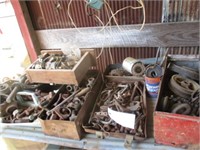 7 boxes misc nuts, bolts, other items