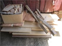Old wood spindles, pcs of plywood, misc