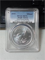 OF) 2018 South Africa 1oz Silver Krugerrand PCGS