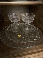 Glass Trays and 2 Goblets (Hutch)