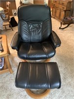 Black Reclining Chair with Foot Stool (Living Room