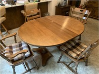 Wood Table with 4 Chairs, Includes 2 Leafs