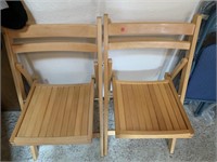 Two Wooden Fold Up Chairs (hallway)