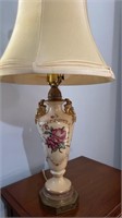 White Porcelain flower lamp with pink flowers