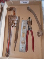 Pipe Wrench, Hex Keys, 16' Measure Tape, Rasp &