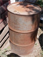Metal Barrel w/ Lid approx 19" x 31.5" tall