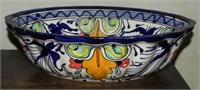 Large Hand Painted Mexico Art Pottery Bowl