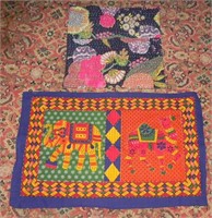 (2) India Boho Pillow Cover & Fabric Panel