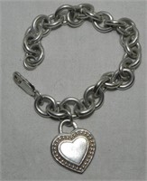 Judith Ripka Sterling Silver Heart Charm Bracelet