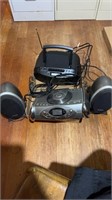 Lot of electronic speakers and 2 CD players