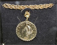 NOS Sarah Coventry 1854 Gold Coin Replica Necklace