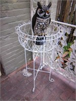 plant stand & 2 owls