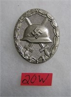 German 1939 wound badge silver colored WWII style