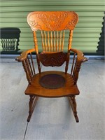 1800's European Family Crest Rocking Chair