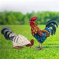 Metal rooster statues