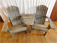 Corner adirondack chairs joined with table