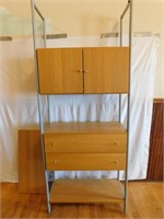 Contemp style shelving, cabinet and drawer unit