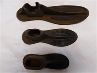 3 Antique cast iron  cobbler's shoe forms