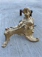 Antique Andirons Louis XV Style Gilt Bronze Cherub