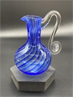 Wimberley Glassworks Blue Swirl Pitcher, 1/2