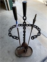 Chain Fire Place Tool Rack & Tools