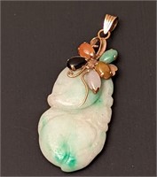 Carved Ice Jade Pendant w/ 14k Setting (5.75gtw)