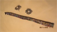 7 in multi colors bracelet and pierced earrings