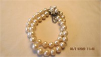 Vintage faux pearl double strand bracelet
