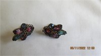 Pair multi stone clip earrings