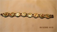 Silver on brass oriental picture bracelet