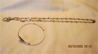 Goldtone necklace and copper bracelet
