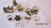 7 pieces jewelry and one thimble