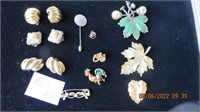 Misc broaches and clip on earrings
