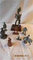 8 metal and pewter figuerines lot, 1 in to 5.5 in