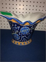 Blue and Yellow Floral Vase